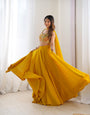 Yellow Pure Soft Fox Georgette Lehenga Set With Huge Flair & Dupatta