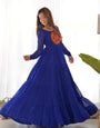 Royal Blue Pure Soft Fox Georgette Anarkali Gown With Huge Flair